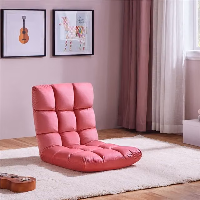 Yaheetech Pink Fabric Folding Gaming Sofa Chair for Adults