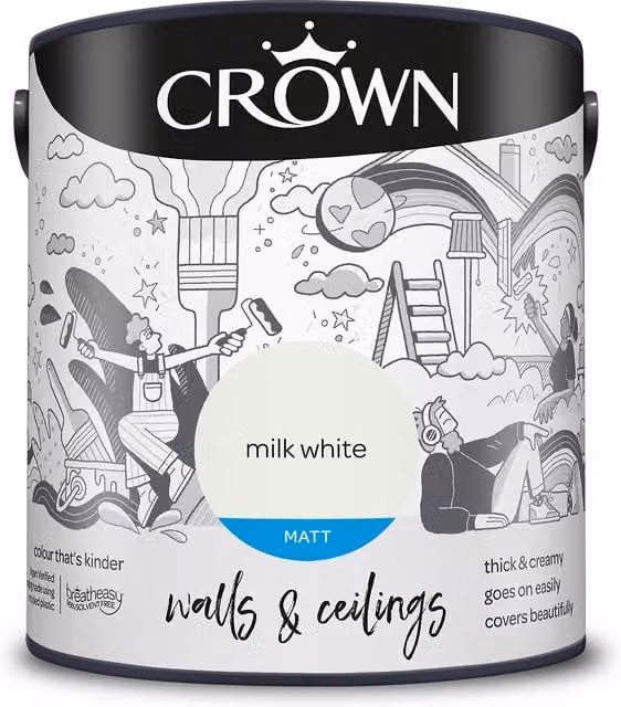 Crown Matt Breatheasy Water Based Dispersion Emulsion Paint in White