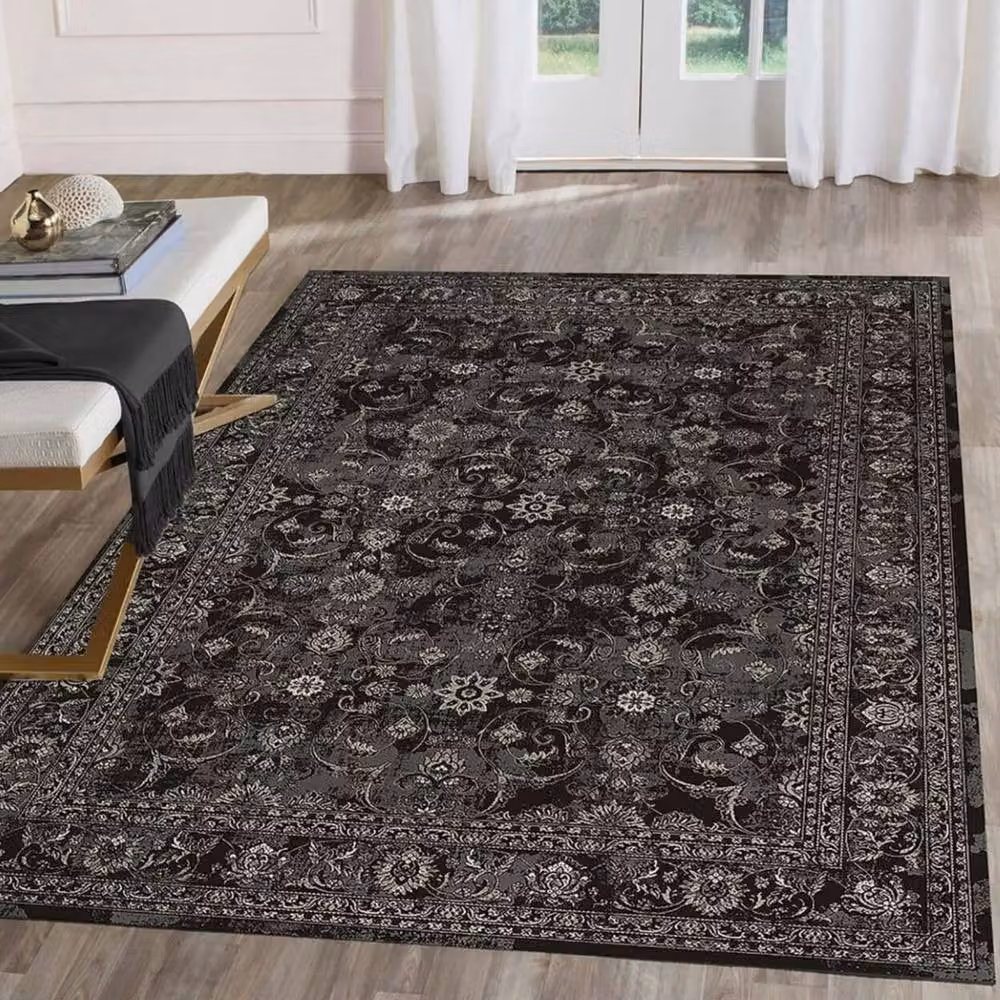 THE RUGS Nuza Vintage Washable Polyamide Non-Slip Rug, Black, W: 180 cm, D: 60 cm – 5