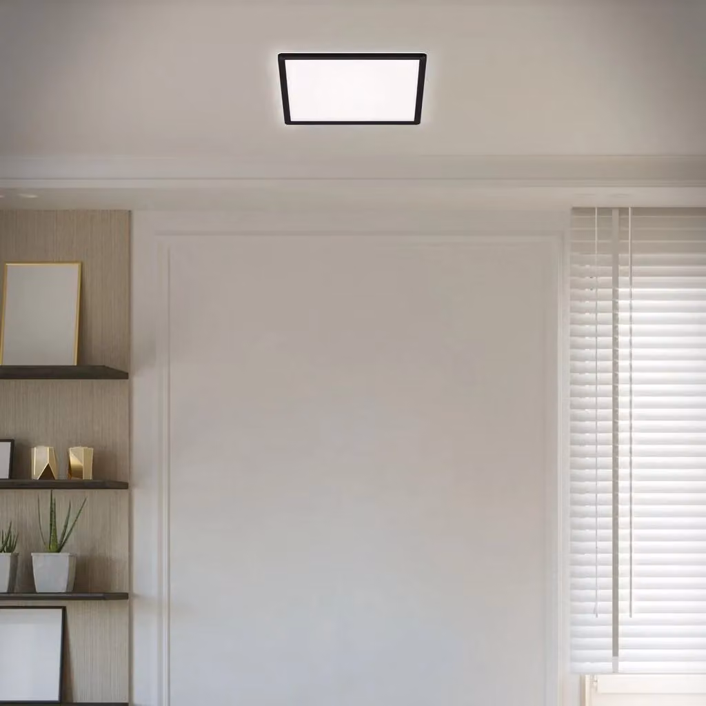 Briloner Black LED Ceiling Panel Light with Backlight Effect, W/D/H: 29.3 x 29.3 x 2.8 cm – 3