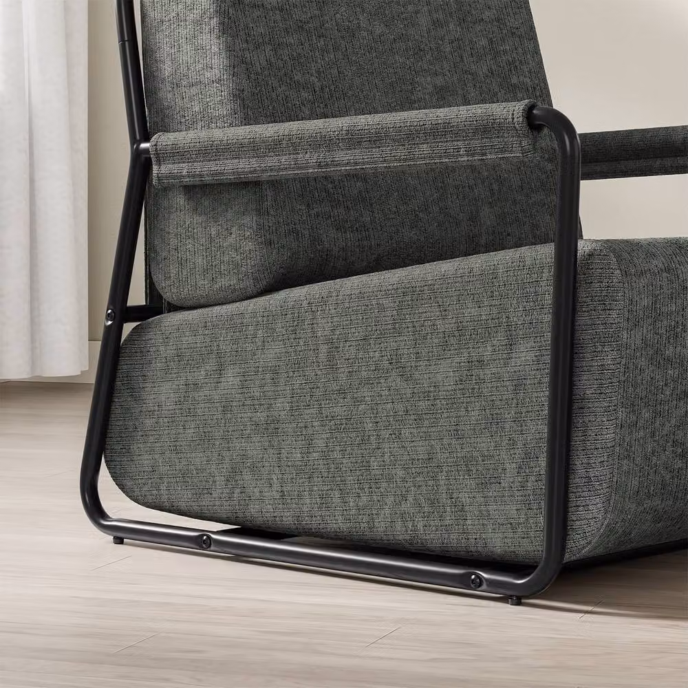 SoBuy Modern Recliner Chair with Ottoman and USB Charging in Dark Grey – 3