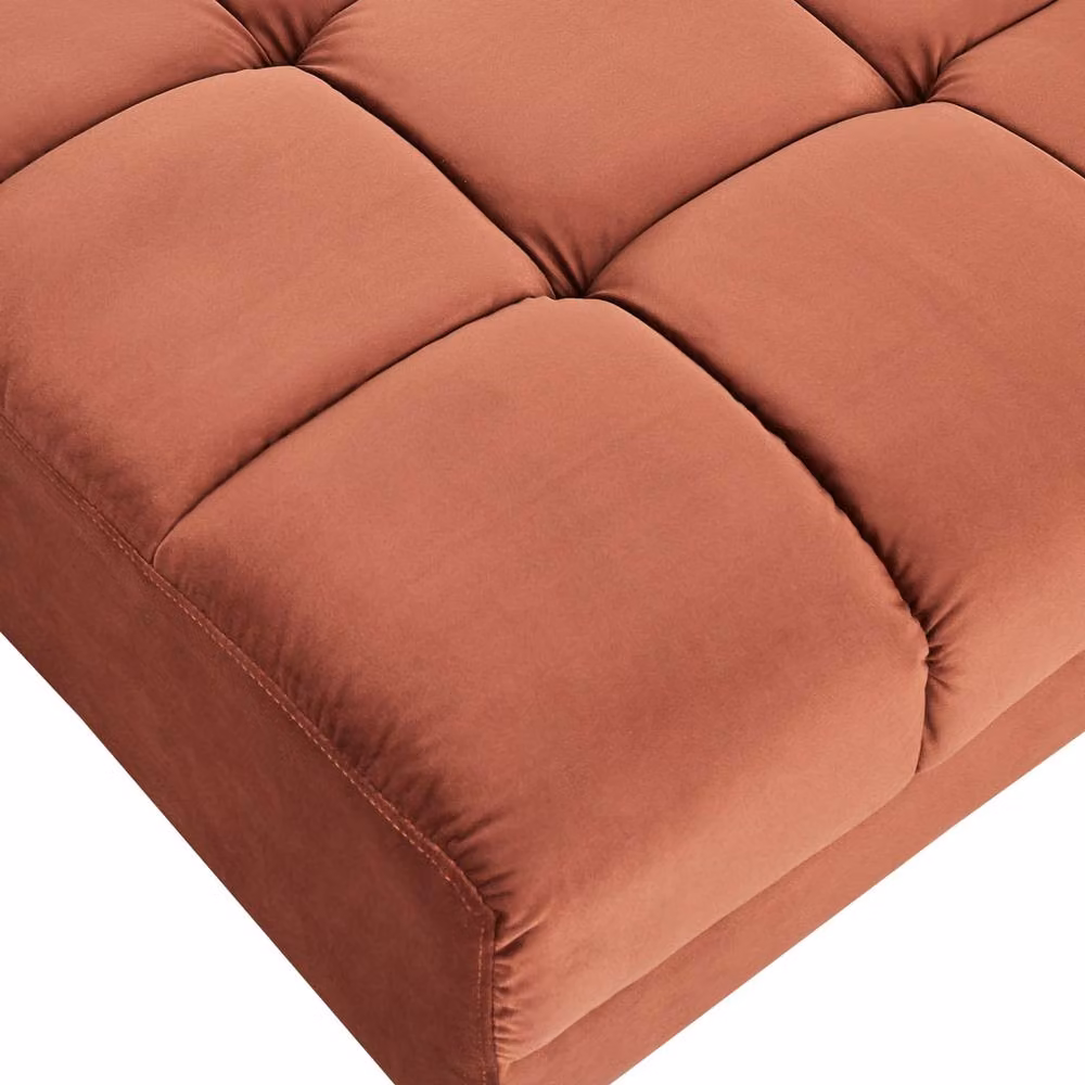 Wyld and Coco Red Velvet Tufted Rectangular Ottoman W/D/H: 80 x 88 x 41 cm – 3