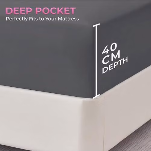 Snug City King Size Microfibre Soft Touch Fitted Sheet in Dark Grey, Extra Deep 40 cm – 3