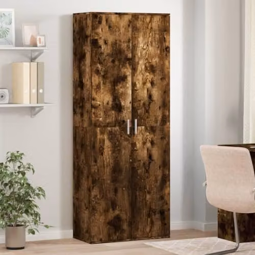 vidaXL Modern Highboard in Smoked Oak, Brown Engineered Wood, W/D/H: 70 x 35 x 180 cm – 2