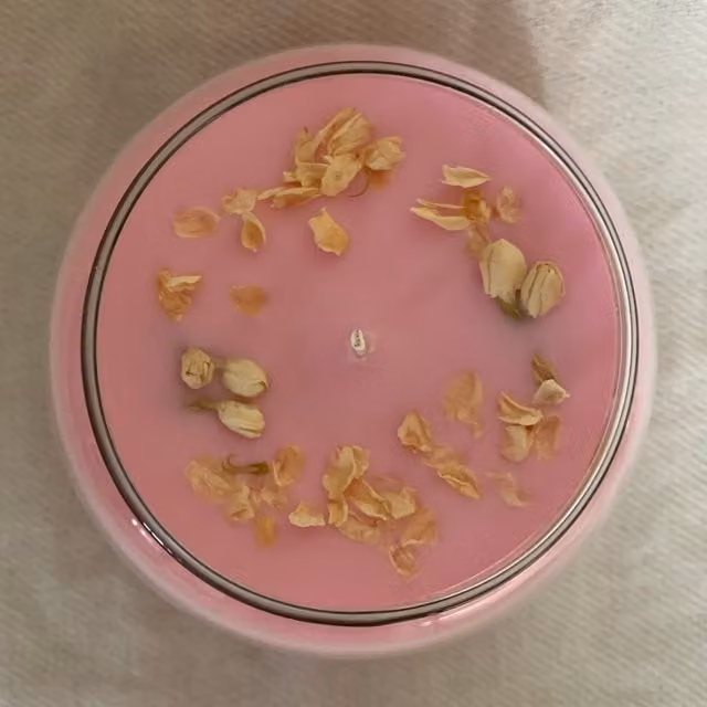 Clachaig Candles Ltd Jasmine Scented Organic Wax Bowl Candle in Pink