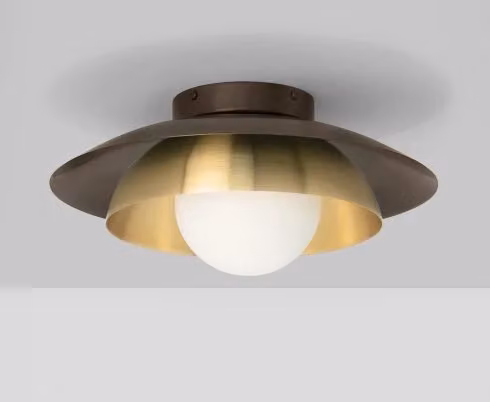 CTO Lighting Carapace DALI-A Art Deco Ceiling Light in Brown with Glass and Metal Dome