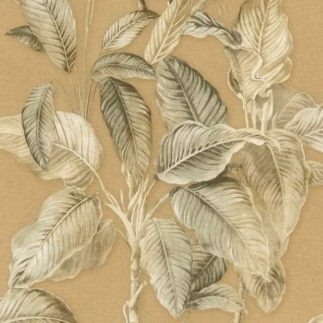 Rasch Boho Palm Leaf Botanical Vinyl Wallpaper in Yellow