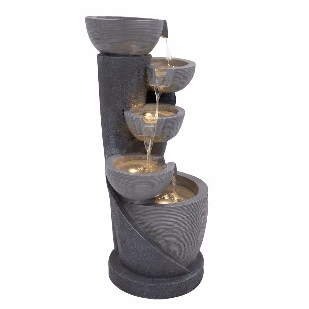 Monstershop Illusion Lagoon Electric Water Feature, Grey Polyresin Cascade, W/D/H: 57.0 x 26.0 x 57.0 cm – 2