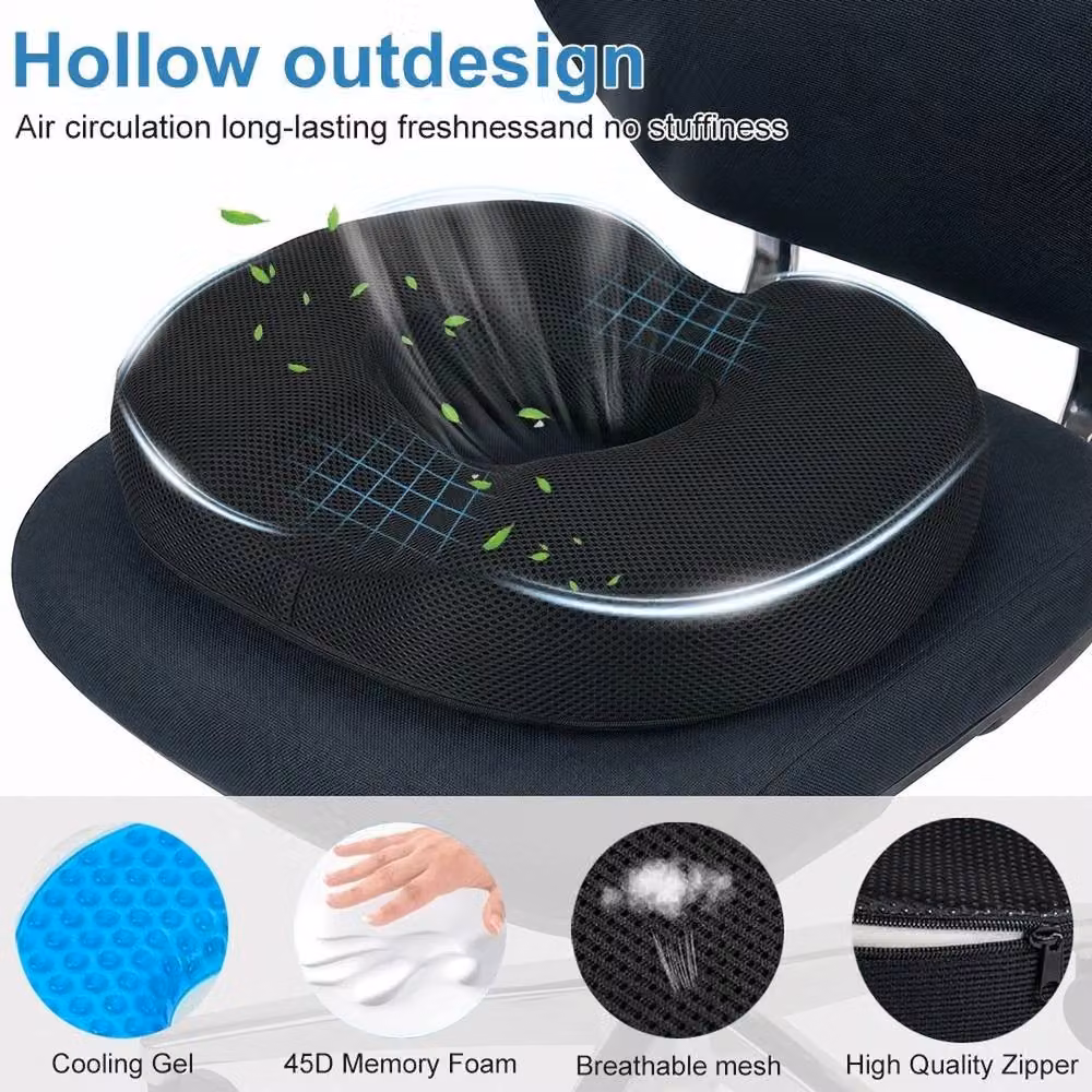 NESTLUNE Breathable Ring Coccyx Cushion for Pain Relief, Black, W/D/H: 190 x 100 x 1 cm – 5