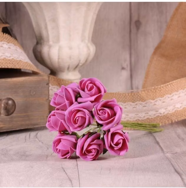 KDMD 4 Pack of Dusky Pink Foam Tea Rose Buds for Wedding Tabletop Decor