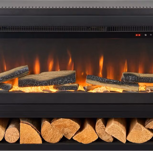 Acantha Vision Electric Media Stove with Log Store in Black