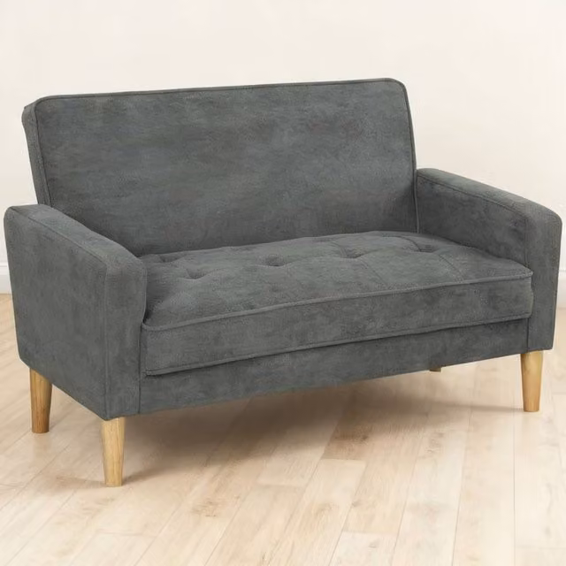 ERGOVEXA Two-Seater Velvet Upholstered Sofa in Grey, W/D/H: 130.0 x 74.5 x 82.0 cm – 1