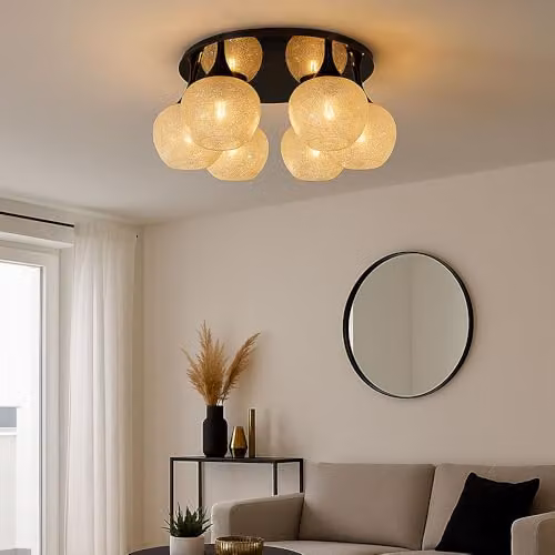 Globo Lighting Chrome and Glass Ceiling Light for Living Rooms and Bedrooms, W/D/H: 65 x 40 x 26.5 cm – 3