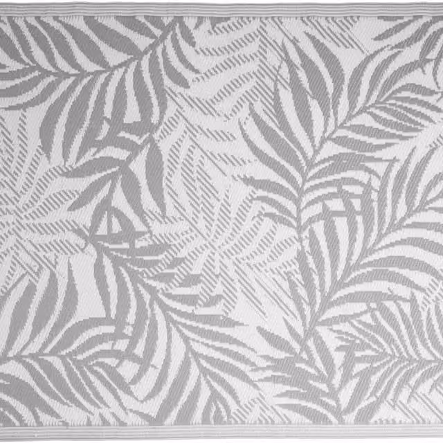 idooka Grey and White Floral Rectangular Outdoor Garden and Balcony Rug Mat