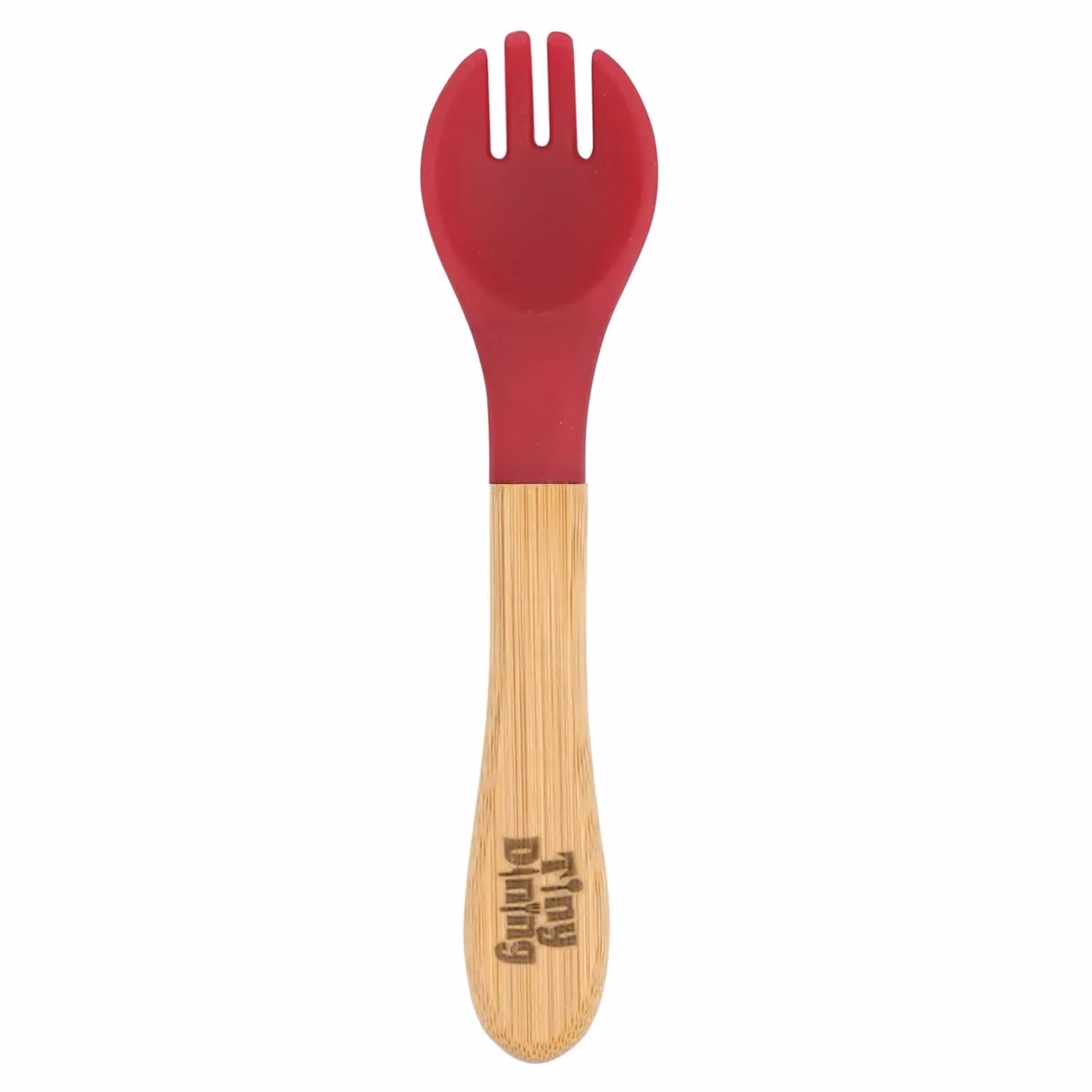 Tiny Dining Red Bamboo and Silicone Ergonomic Baby Feeding Cutlery Set – 3