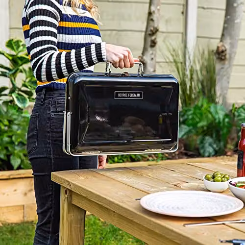 George Foreman Tabletop Charcoal BBQ in Black with Chrome and Steel Finish – 7