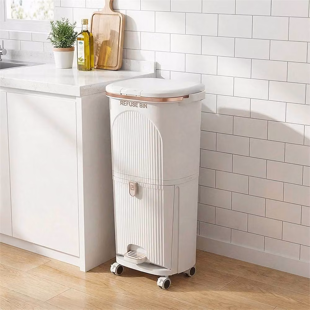 KORVIXA 80L White Plastic Pedal Kitchen Rubbish and Recycling Bin – 2