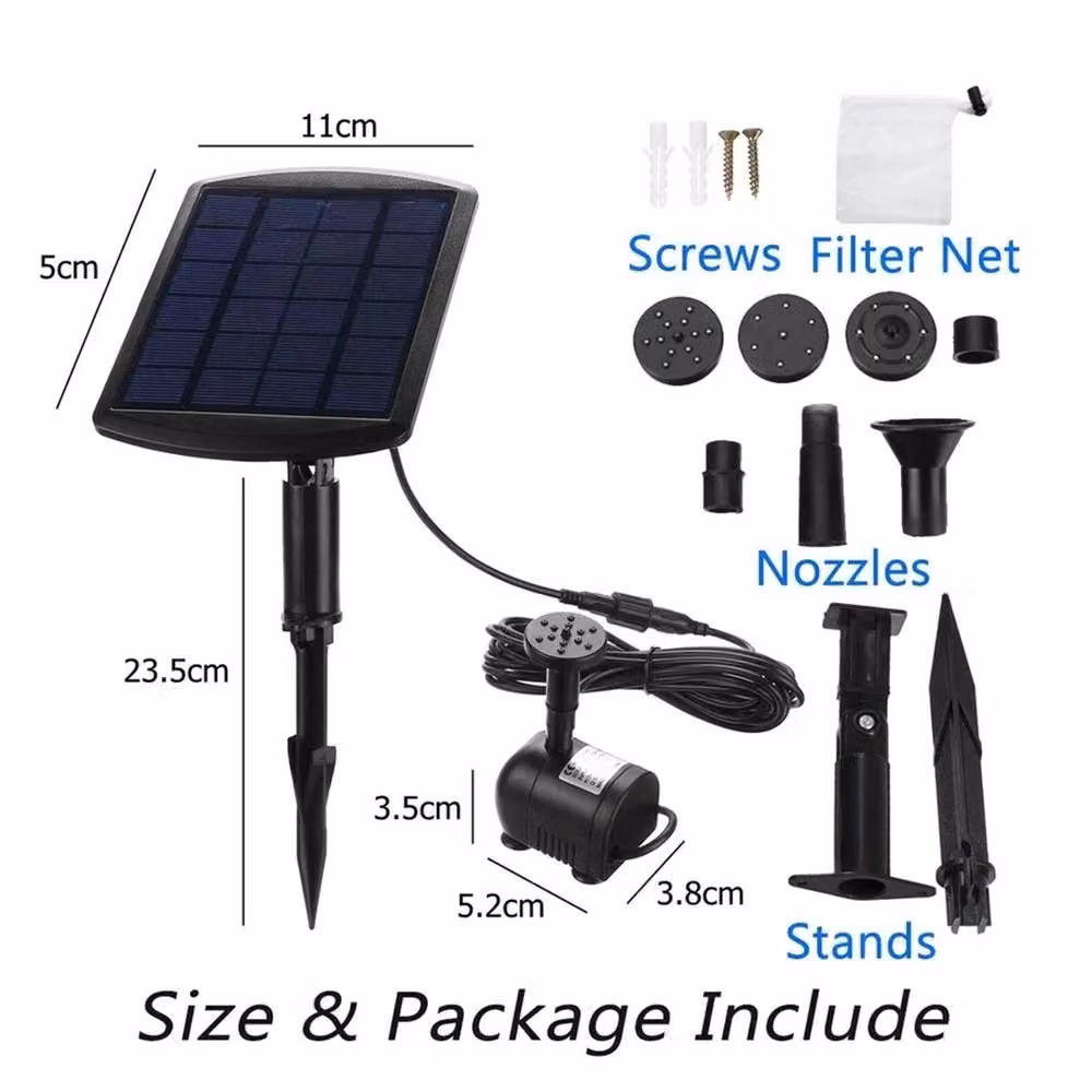 SPETLEK 1.8W Solar Fountain Pump for Garden Ponds, Pools and Aquariums in Black – 2