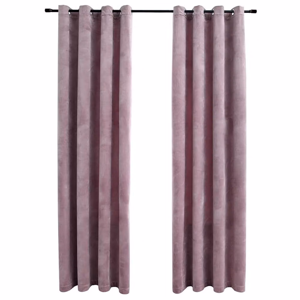 Berkfield Home Elegant Blackout Velvet Curtains with Eyelets, 2 Pack, Pink, W: 140 cm, H: 245 cm – 3