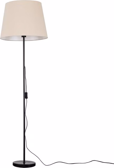 ValueLights Modern Black Metal Floor Lamp with Large Beige Fabric Cylinder Shade