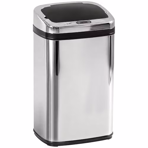 HOMCOM 30L Automatic Stainless Steel Kitchen Bin with Infrared Motion Sensor Lid in Silver