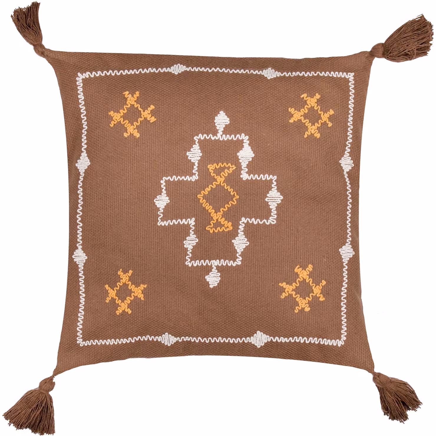 Yard Durdle Brown 100% Cotton Square Embroidered Cushion, W/D/H: 45 x 45 x 45 cm – 2