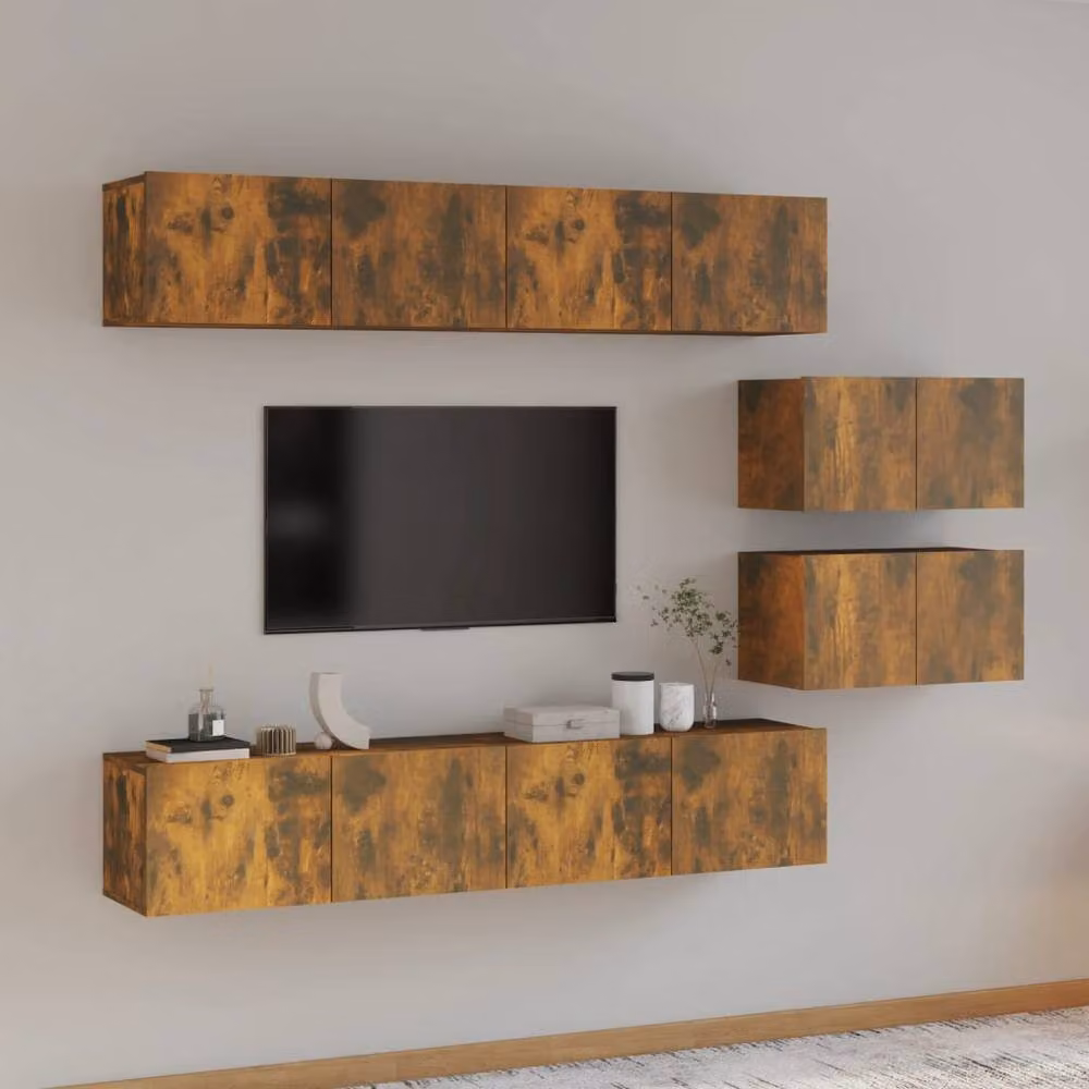 Berkfield Home Classic 4 Piece TV Cabinet Set in Smoked Oak Brown Engineered Wood – 2