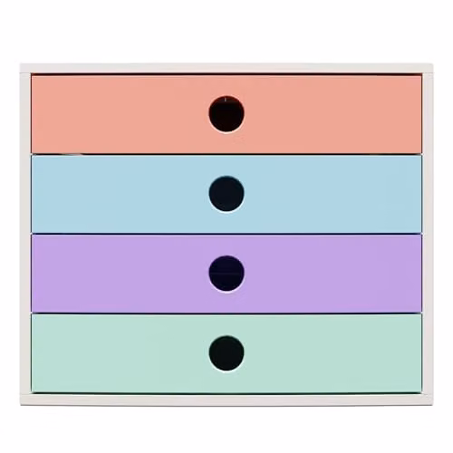 Exacompta FILIBOX Candy Tidy White Document Box with 4 Closed Drawers for A4 Documents, W: 28.4 cm, D: 34.8 cm, H: 23.3 cm