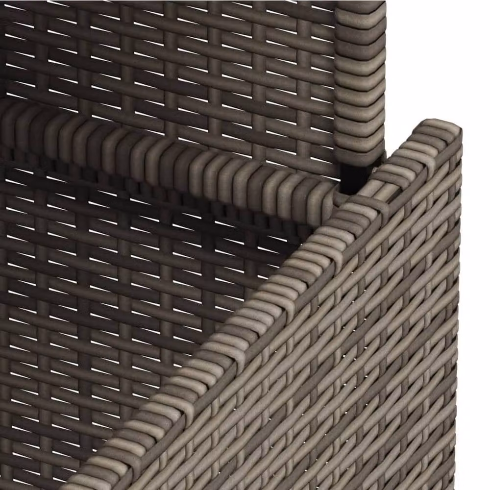 Berkfield Home Grey Poly Rattan and Acacia Wood Garden Table, W/D/H: 100 x 55 x 73 cm – 5