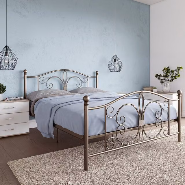 Dorel Home Bombay Metal Bed in Bronze, W/D/H: 180 x 200 cm