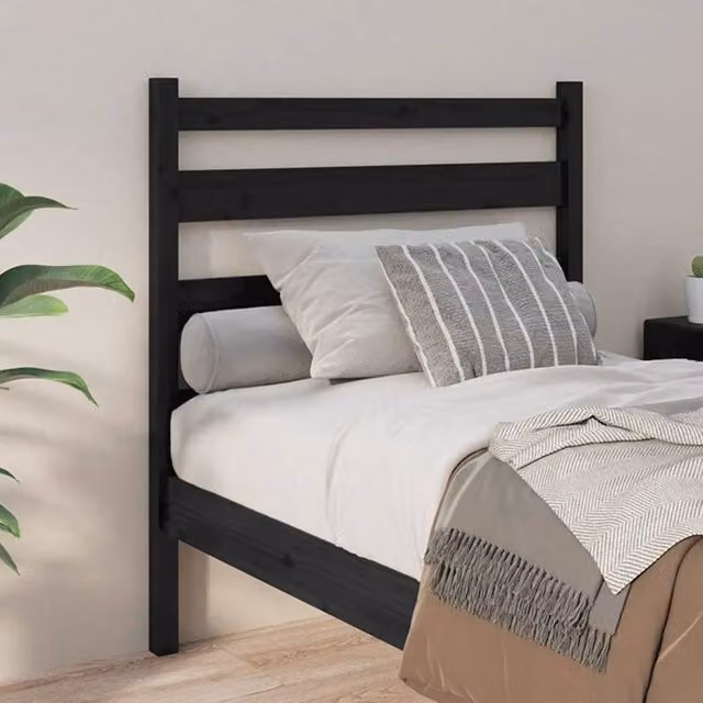 Berkfield Home Beautiful Bed Headboard in Black Solid Pine Wood, W/D/H: 96 x 4 x 100 cm