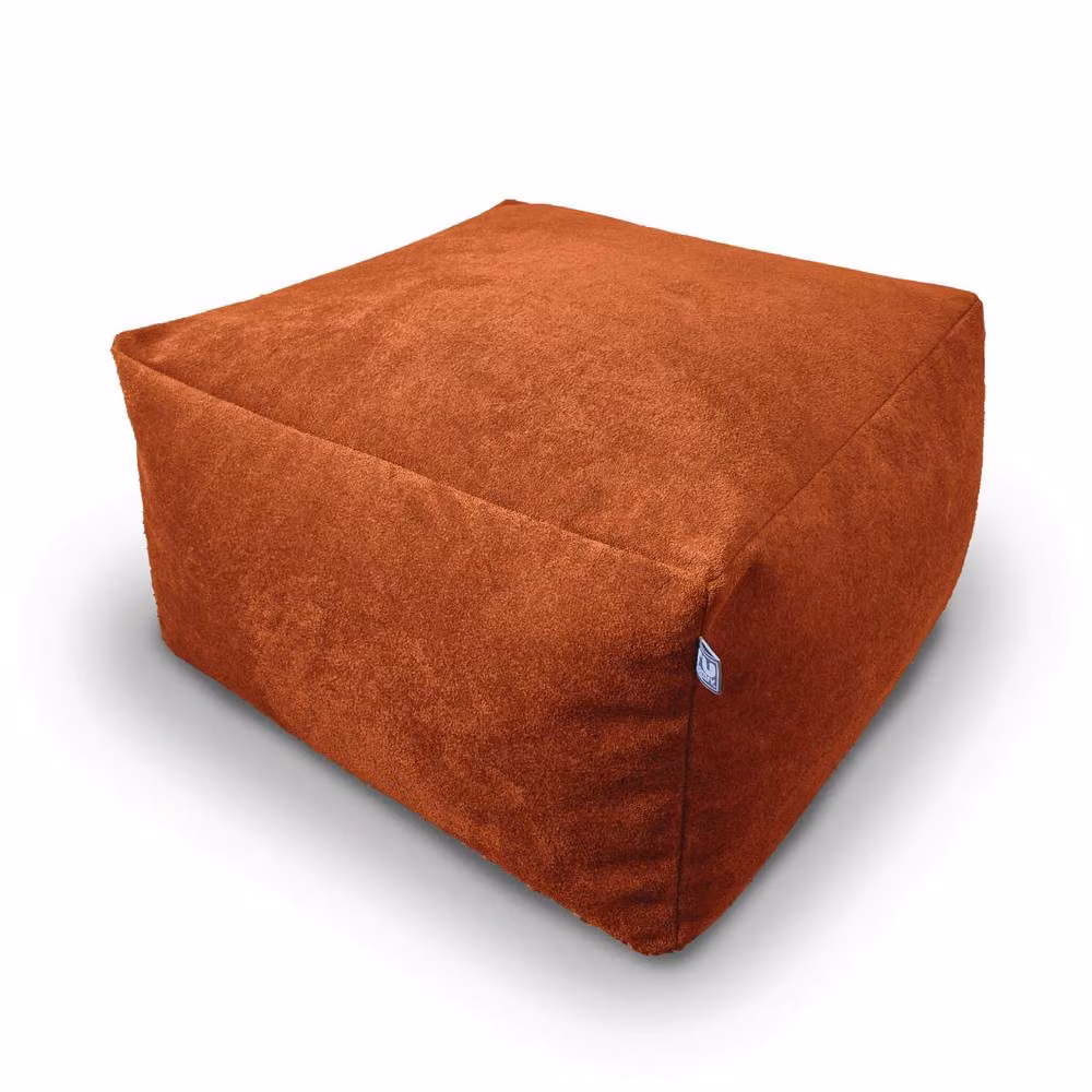 rucomfy Velora Velvet Beanbag Ottoman Pouffe in Orange, W/D/H: 60 x 60 x 36 cm – 2