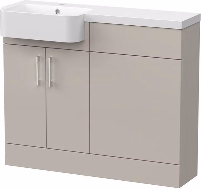 Balterley Wichnor Compact 2 Door Combination Vanity Basin and WC Unit in Matt Grey, W: 100 cm – 1