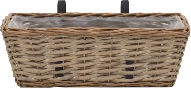 Berkfield Home Traditional Wicker Balcony Planter with PE Lining, 2 Piece Set, Brown – 1