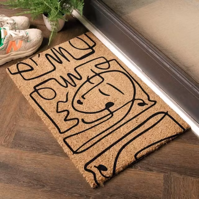 Artsy Mats Abstract Line Art Faces Doormat in Black, W/D: 60 x 40 cm – 1