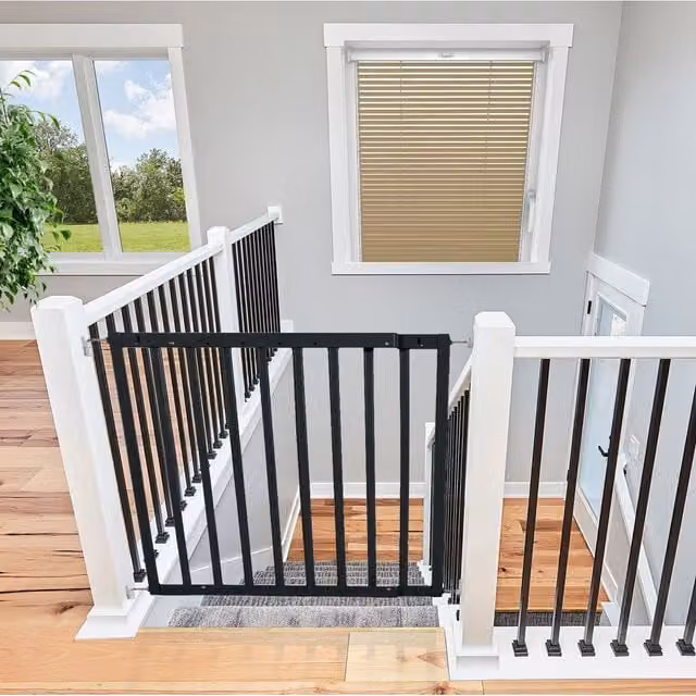 Safetots Screw Fitted Top of the Stairs Stair Gate in Black Metal