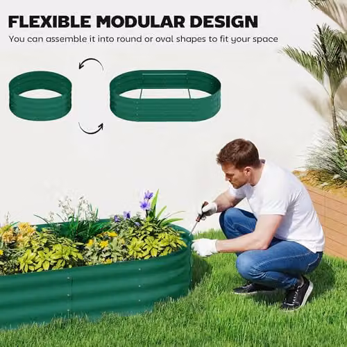 Outsunny Galvanised Steel Raised Garden Bed with Arched Trellis, Green, W: 121.92 cm, D: 60.96 cm, H: 140.2 cm – 4