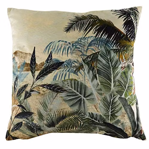 Evans Lichfield Kibale Tropical Printed Square Cushion, Multicolour, W/D/H: 43 x 43 x 43 cm – 1