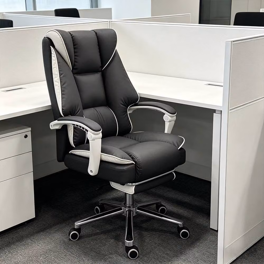 FORGEVIO Black Executive Office Chair with 360 Degree Swivel and Synthetic Leather Finish – 3