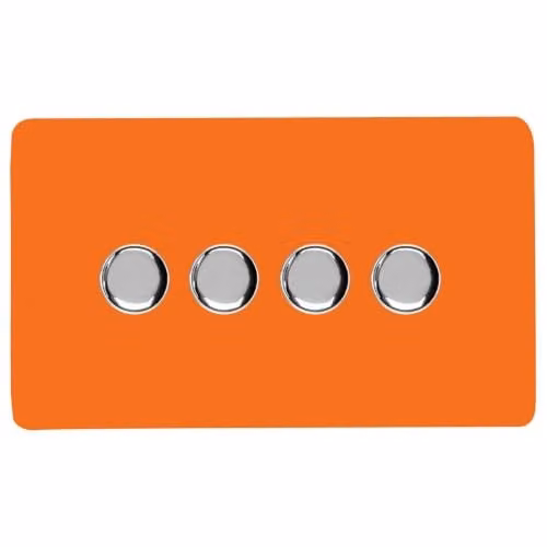 Trendi Switch 4 Gang 1 or 2 Way 150w Rotary LED Dimmer Light Switch in Orange – 1