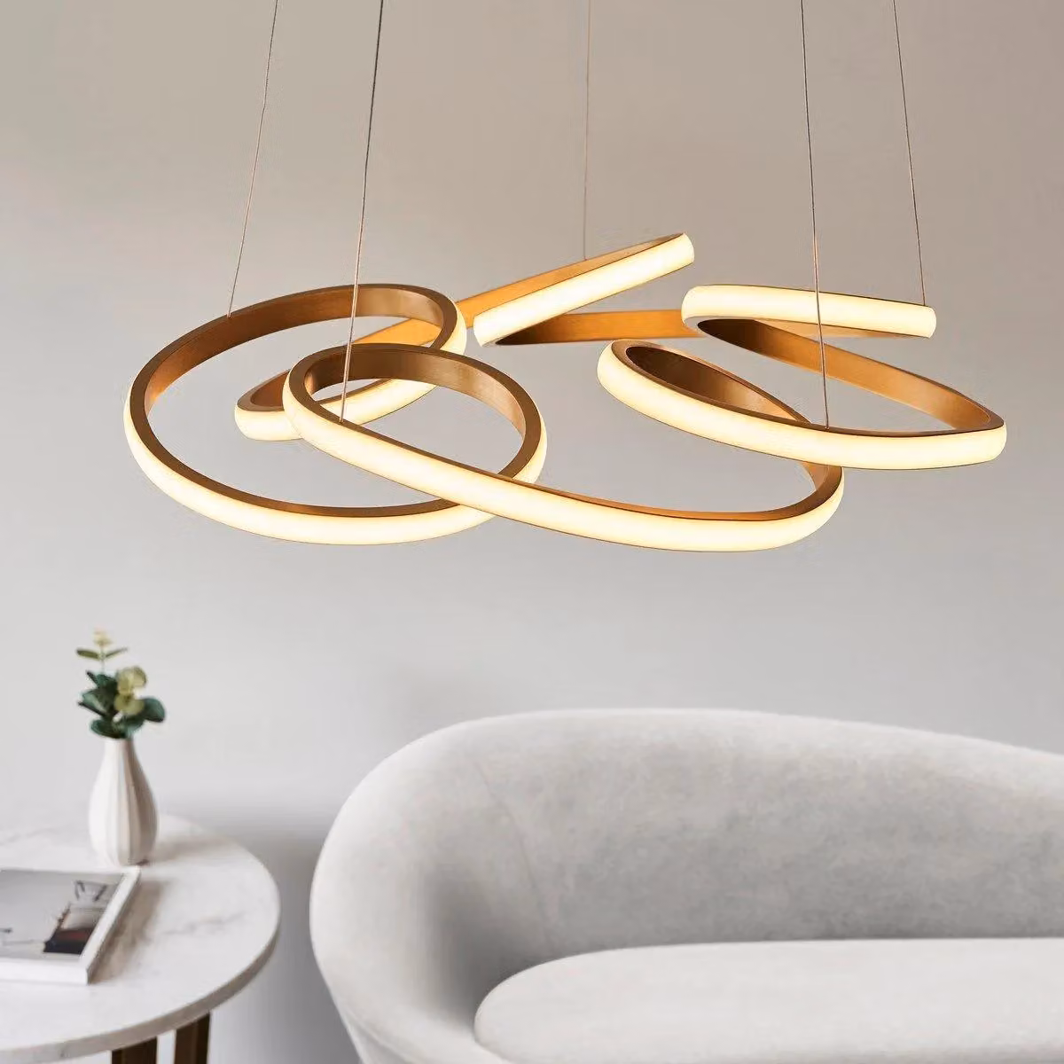 Netlighting FORLI Dimmable LED Glass Pendant Ceiling Lamp in Gold/Brass and White – 2