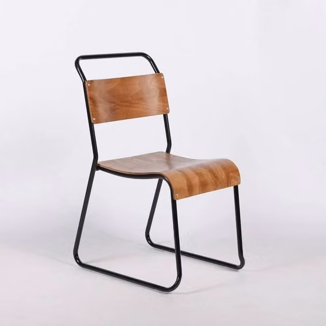 PAWNORA Industrial Metal Dining Chair in Brown and Black, H 84.5 x W 45 x D 54 cm