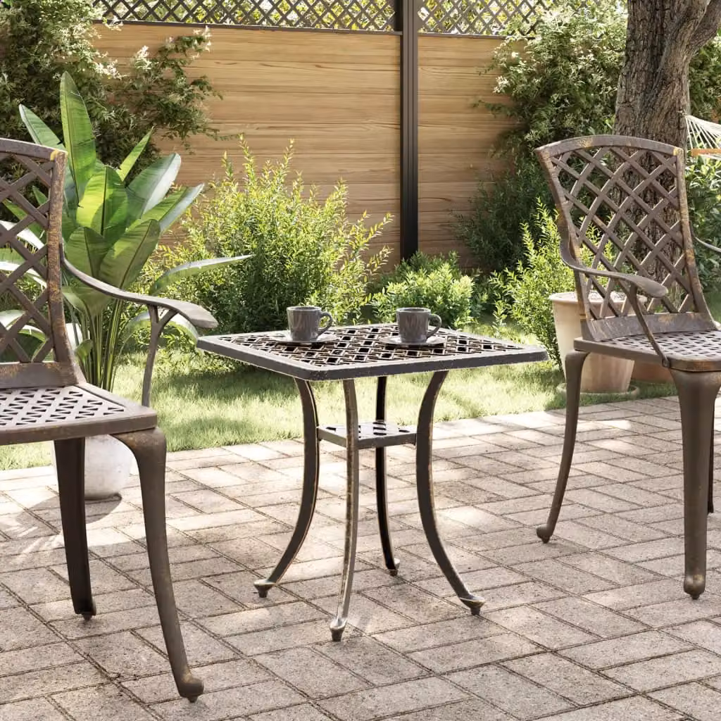 Berkfield Home Garden Table in Bronze Brown Cast Aluminium W/D/H: 53 x 53 x 53 cm – 3