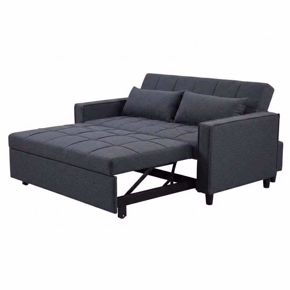 FURNITURE ONE Double Convertible 3 in 1 Pull Out Sofa Bed in Light Grey – 5