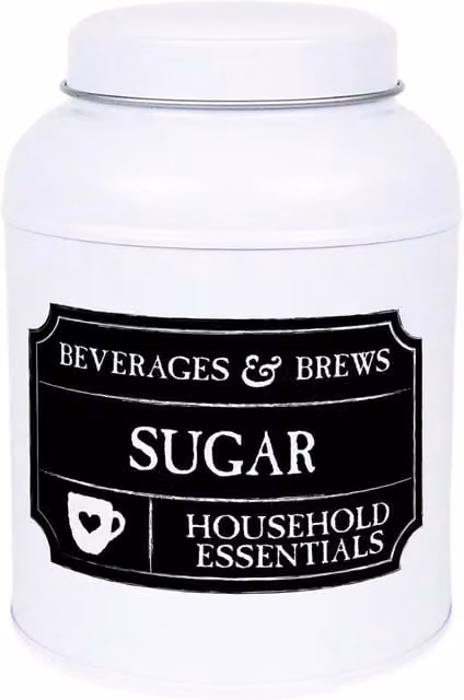 Purely Home Decaf Tea Metal Canister in Black Chalkboard-Style with Domed Lid