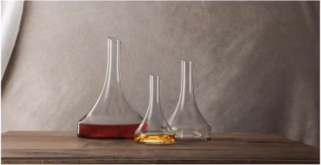 Bormioli Rocco Supremo Divinius Collection Glass Decanter Funnel in Silver