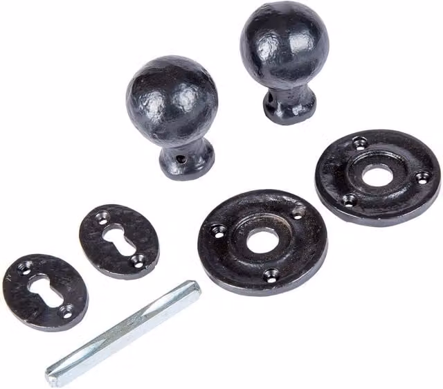 Hammer and Tongs Black Iron 60mm Round Rim Mortice Door Knob