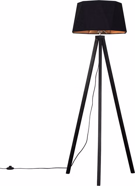 ValueLights Modern Black Wood Tripod Floor Lamp with Black and Copper Light Shade