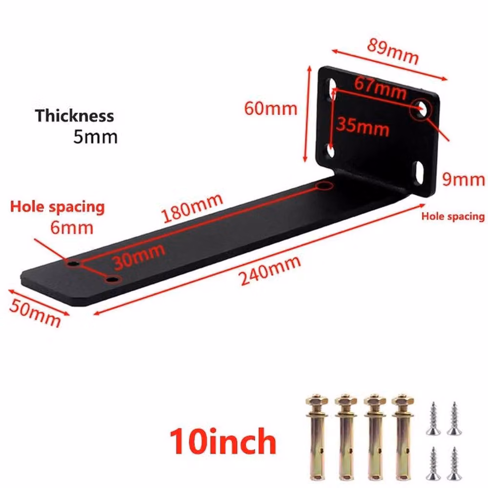 NESTLUNE Heavy Duty Black Cast Steel Shelf Brackets, Pack of 2, W/D/H: 100 x 15 x 6 cm – 2