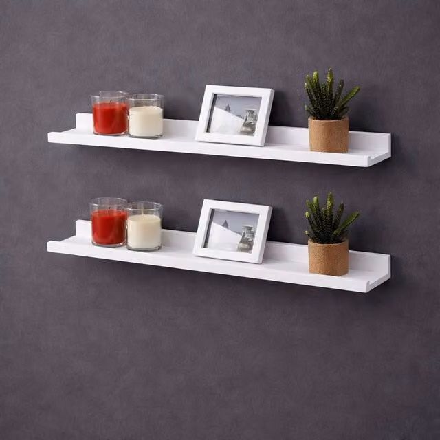SPOT ON DEALZ Set of 2 White Wooden Floating Shelves, W: 80 cm – 1